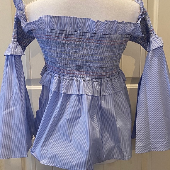 Aqua by Bloomingdales Smocked Off the Shoulder Top - Picture 7 of 9